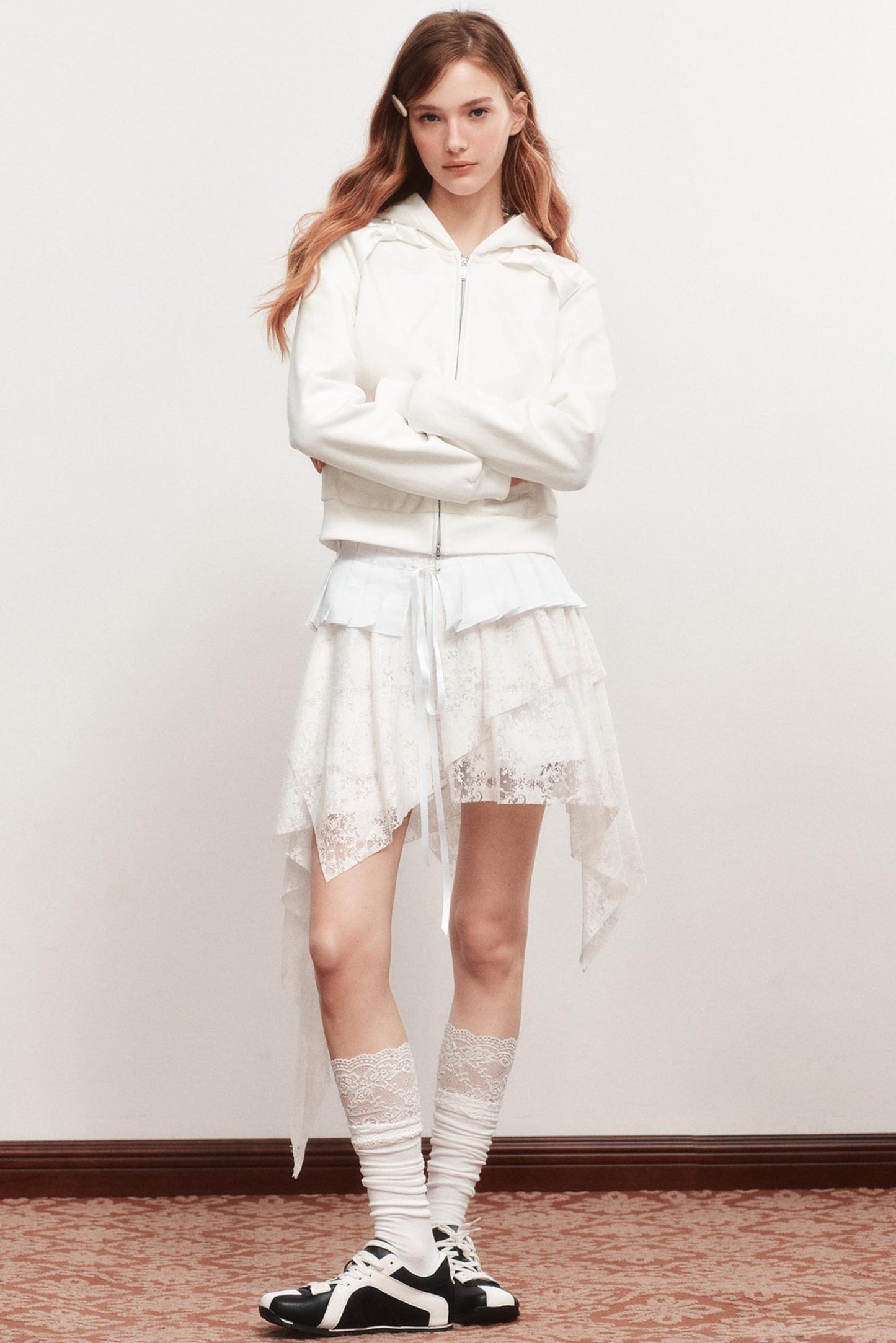 Hooded Zipper White Jacket