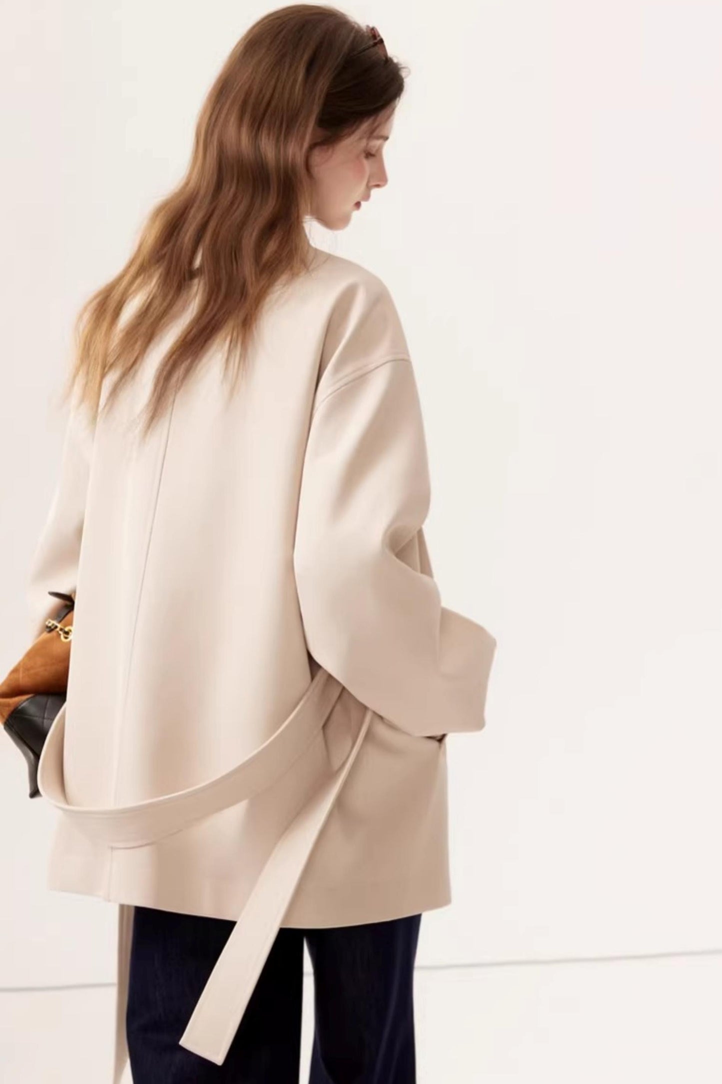 Stand Collar Lantern Sleeve Trench Coat