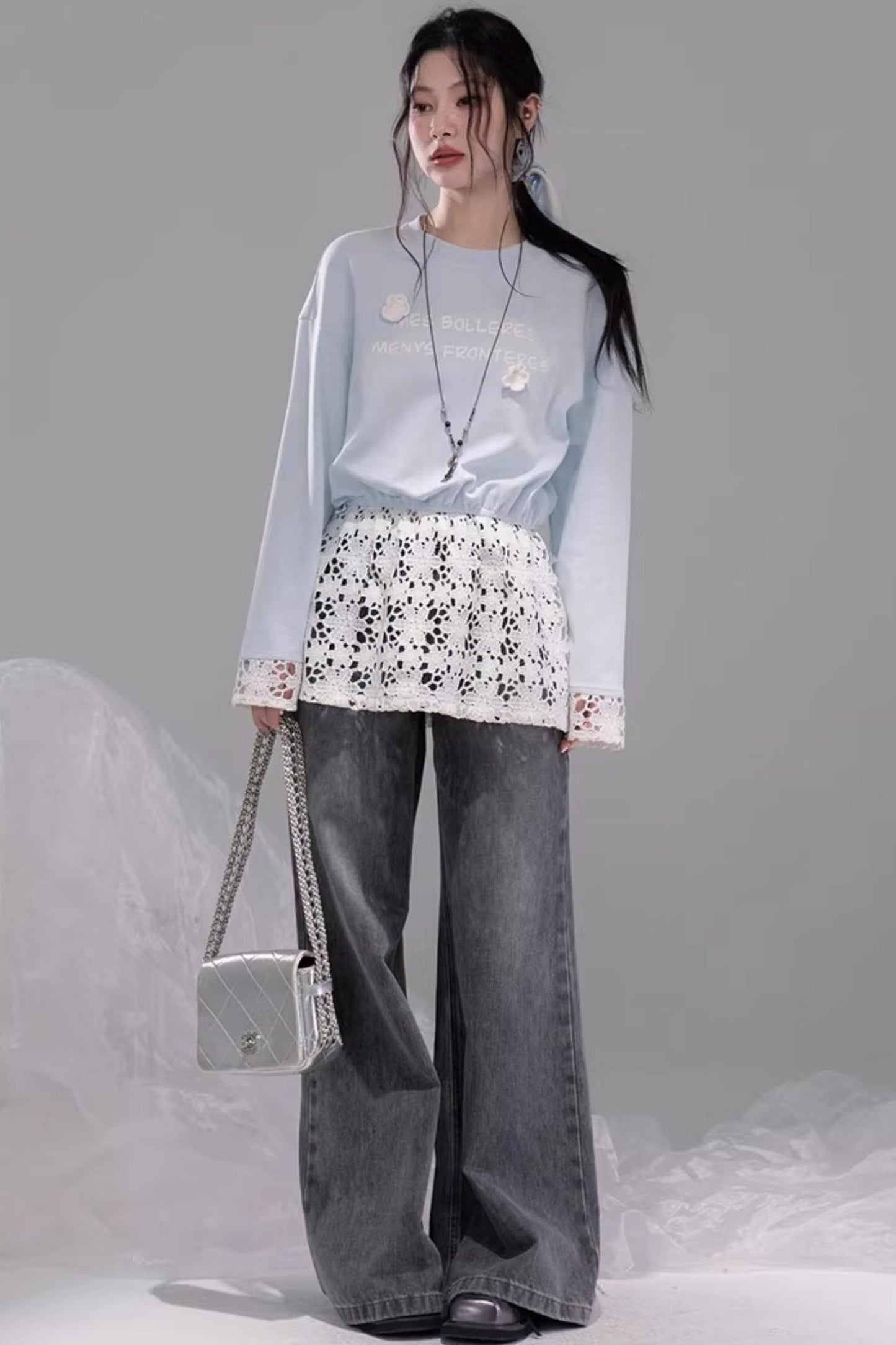 Transparent Patchwork Embroidery T-Shirt