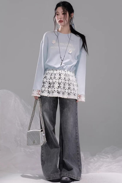 Transparent Patchwork Embroidery T-Shirt