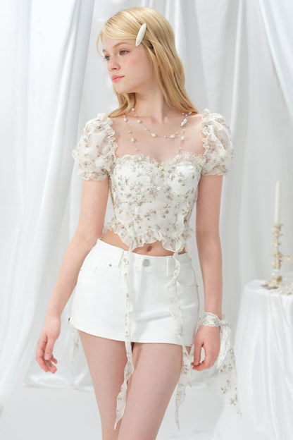 Summer Square Neck Chiffon Top