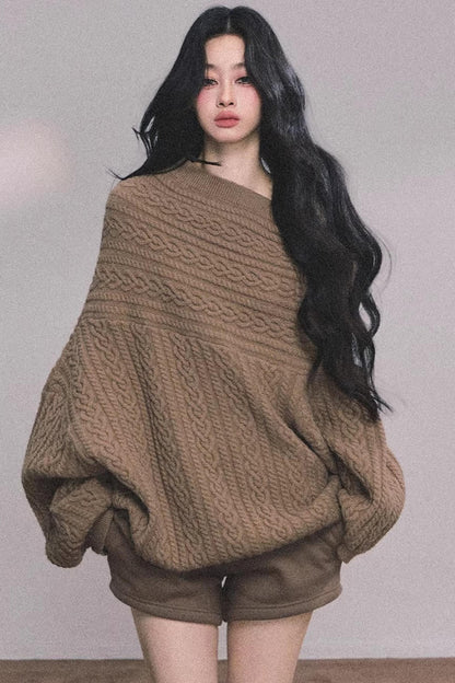 American Off-Shoulder Cable Sweater