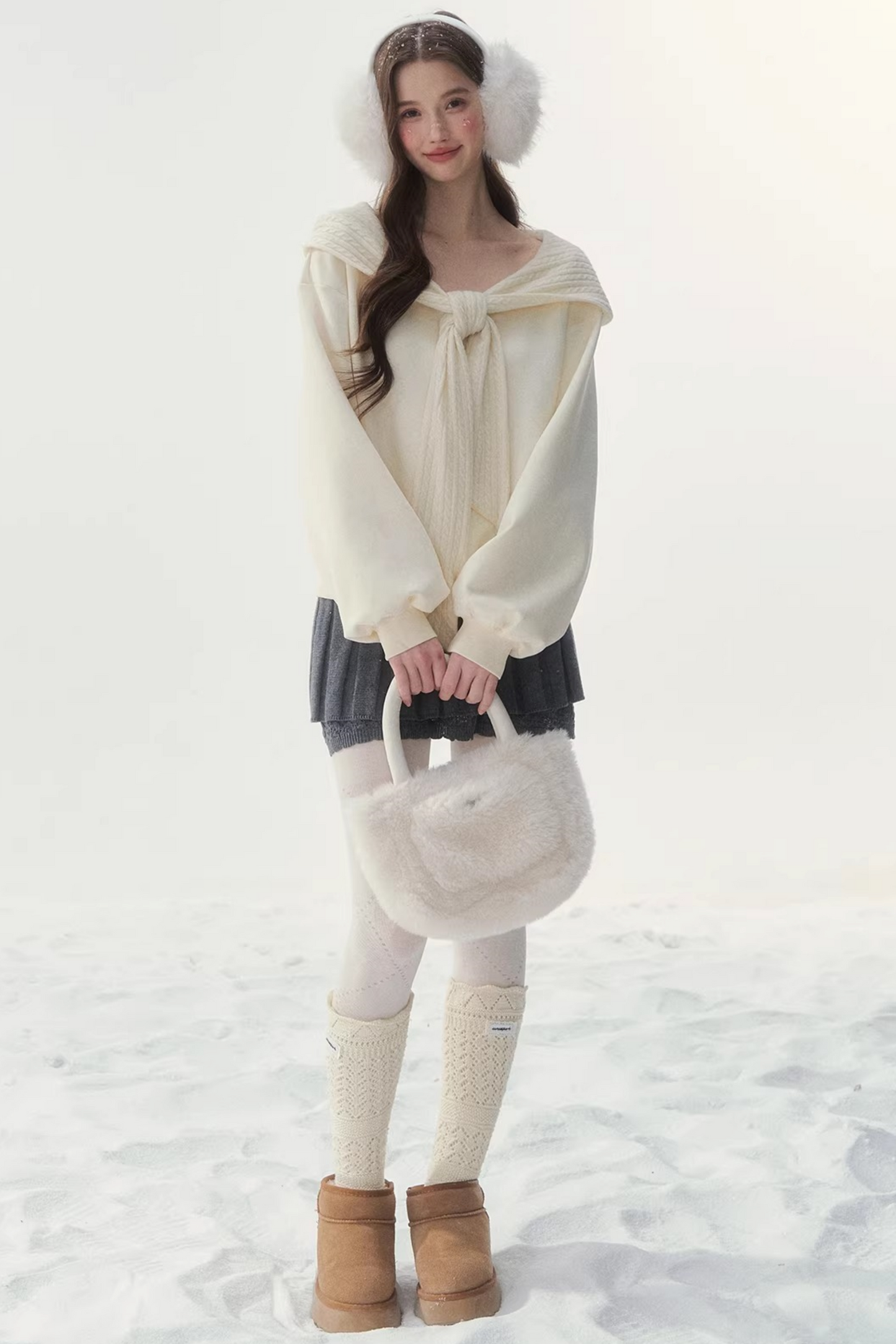 White Cotton Bow-Tie Sweatshirt