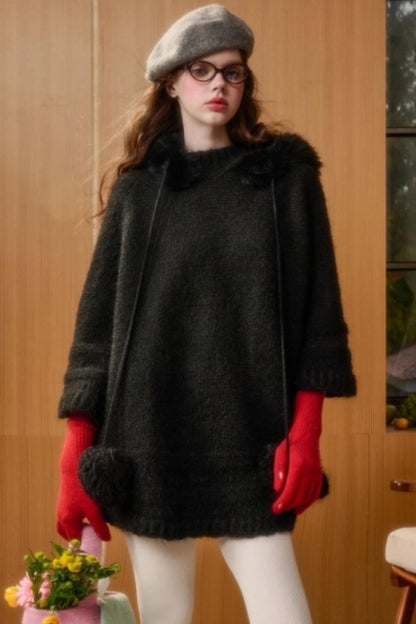 Hooded Wool Cape Dress
