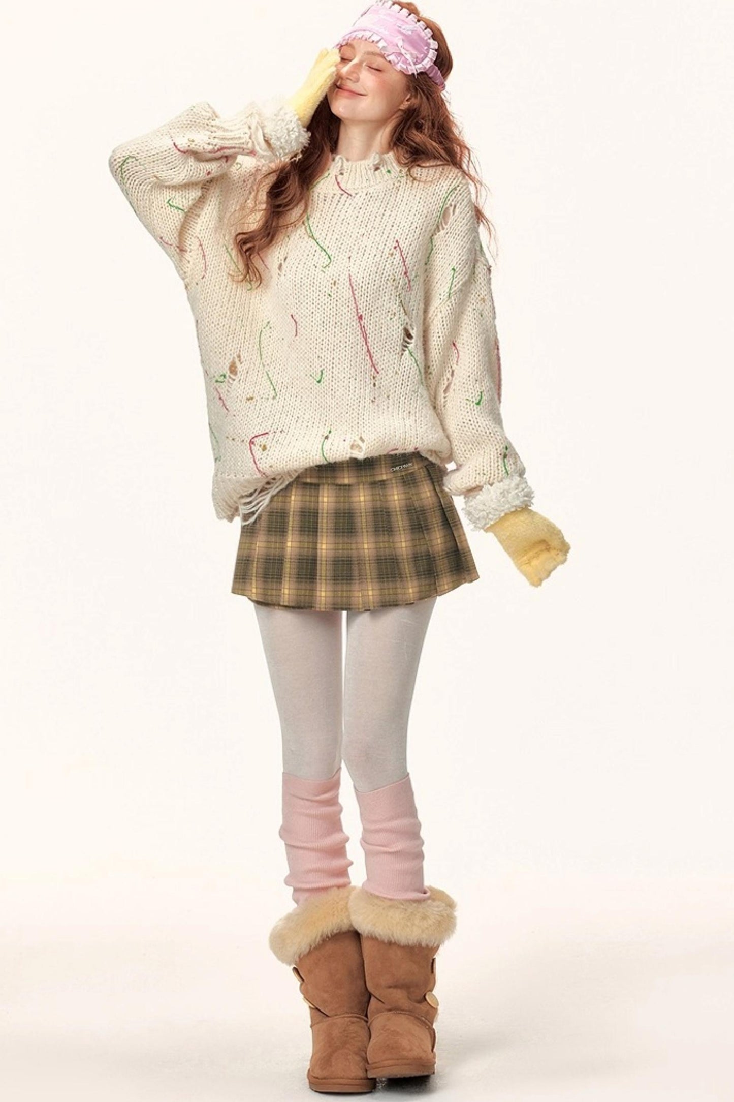 Irregular Color-Block Knit Sweater