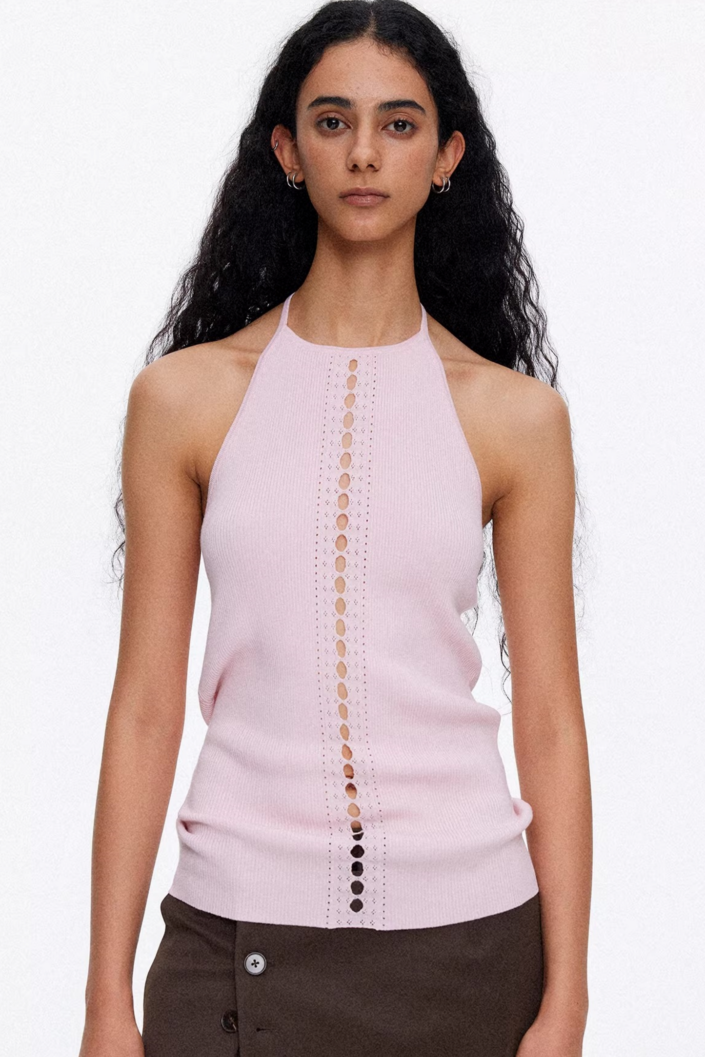 Lyocell Lace-Up Ribbed Vest