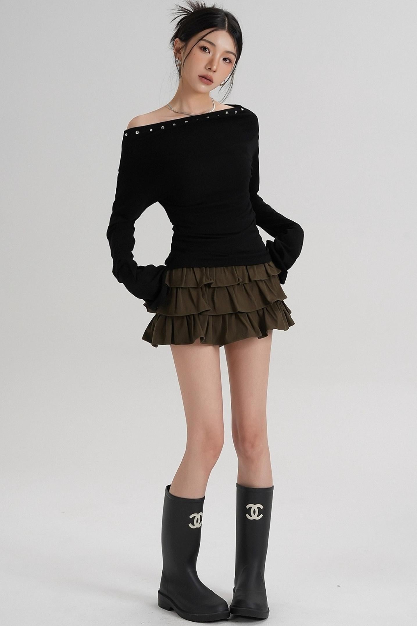 Niche Rivet Long-Sleeved T-Shirt