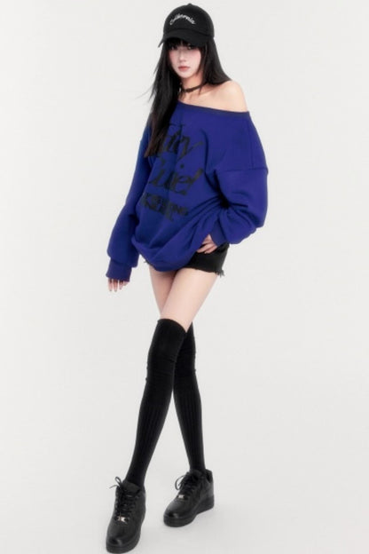 Loose Fleece Long-Sleeved Sweatshirt