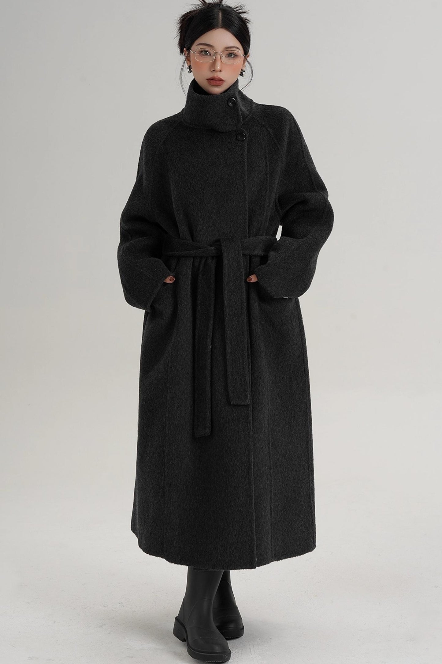 Turtleneck Long Wool Coat