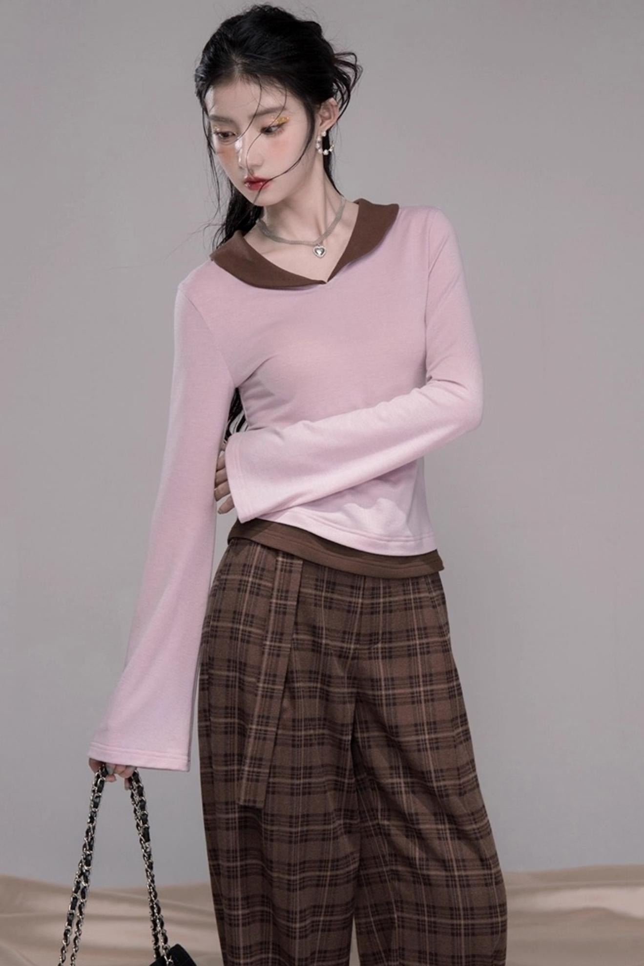 Vintage Check Wide-leg Pants