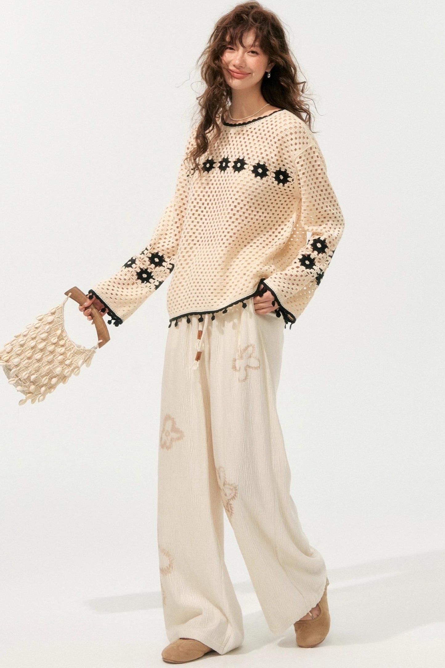 Boho Cut-Out Sweater Top