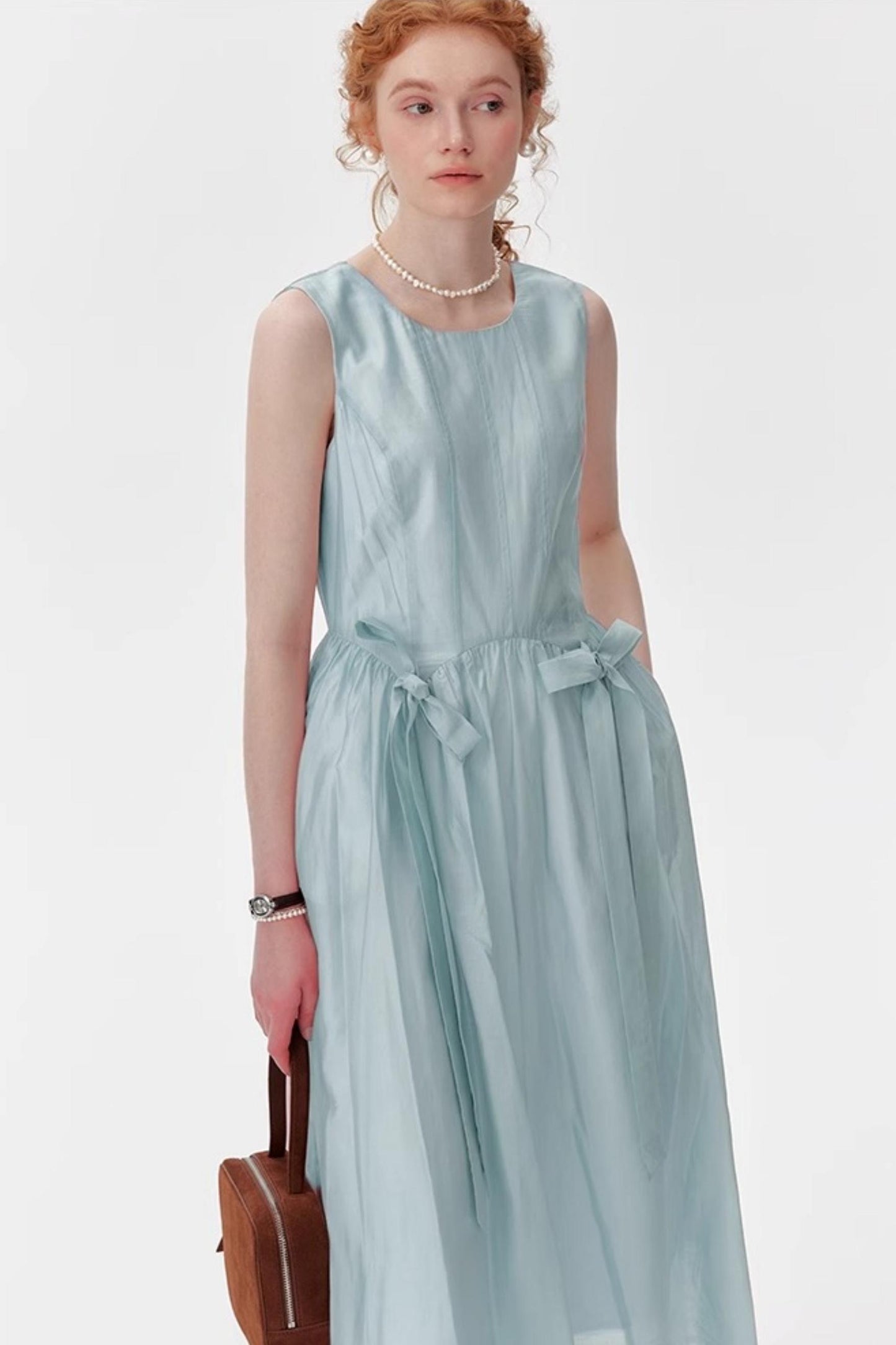 Pink And Blue Tencel A-Line Dress