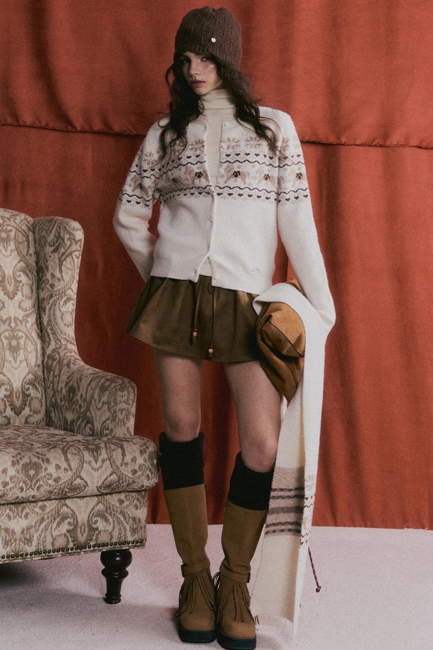 Beaded Suede Puffy Skirt