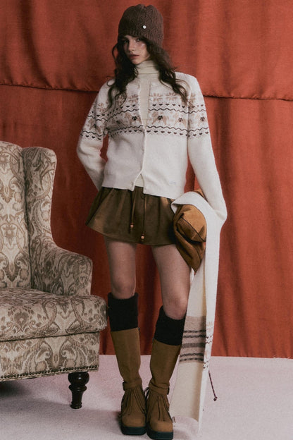 Beaded Suede Puffy Skirt