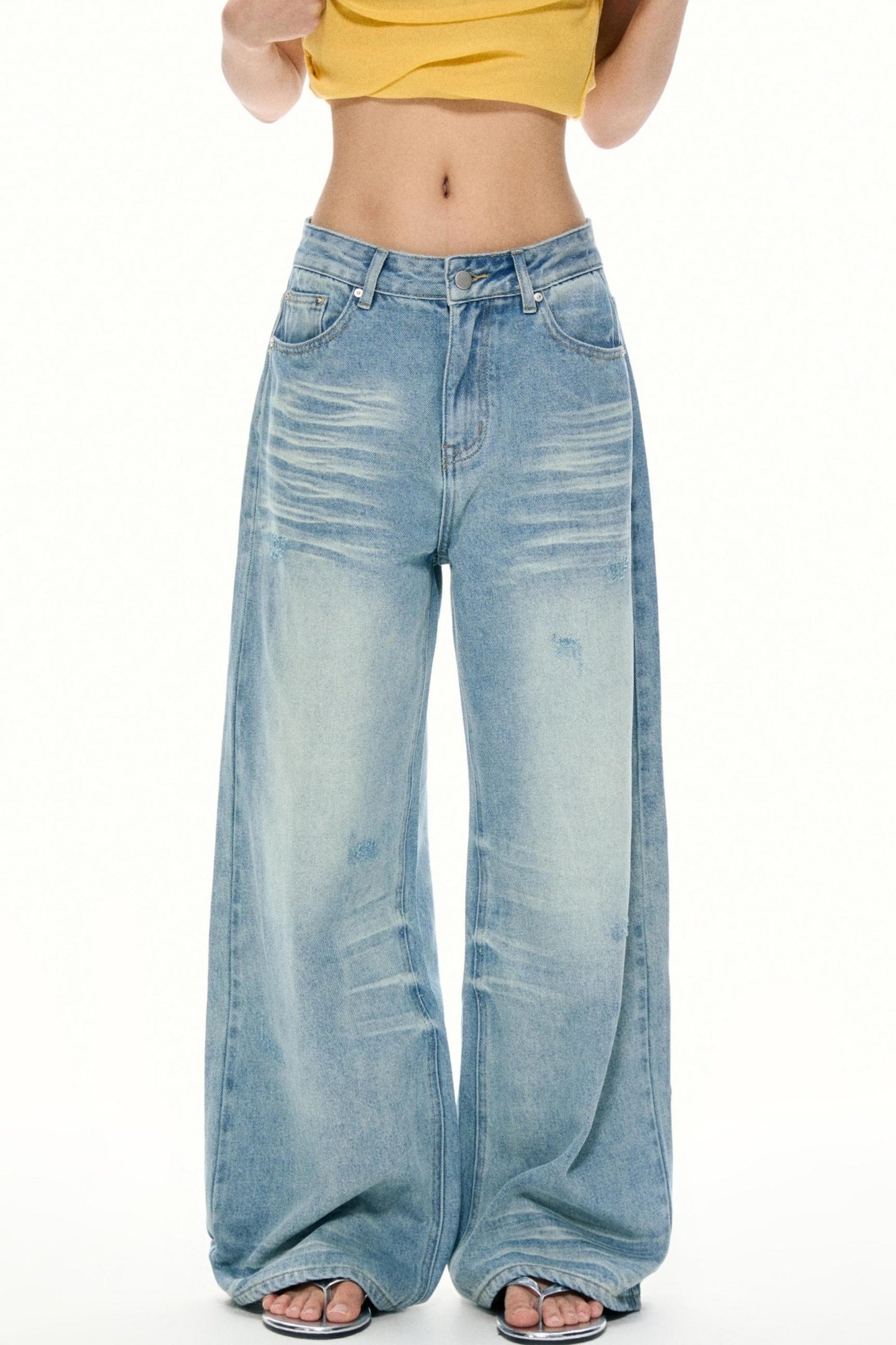 Summer Sky Blue Wide-Leg Jeans