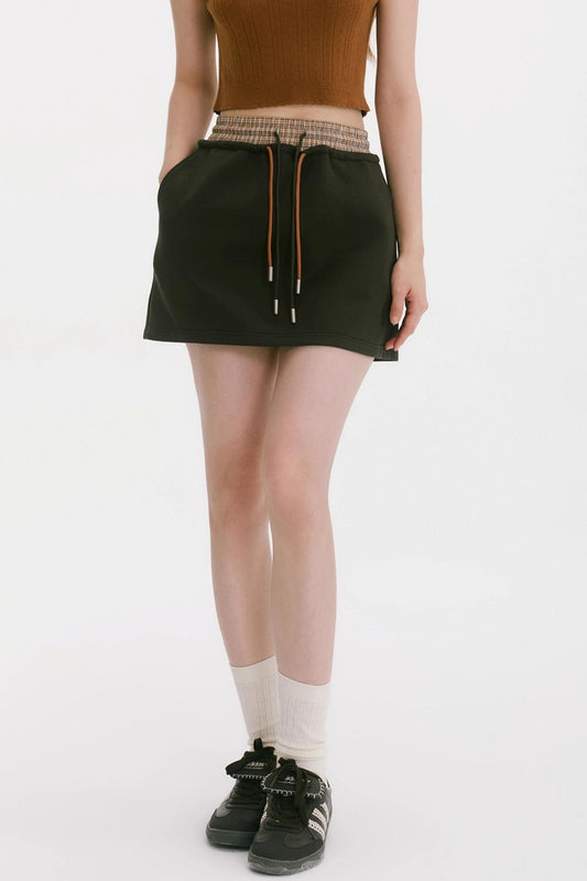 Korean Style Patchwork Plaid Skirt