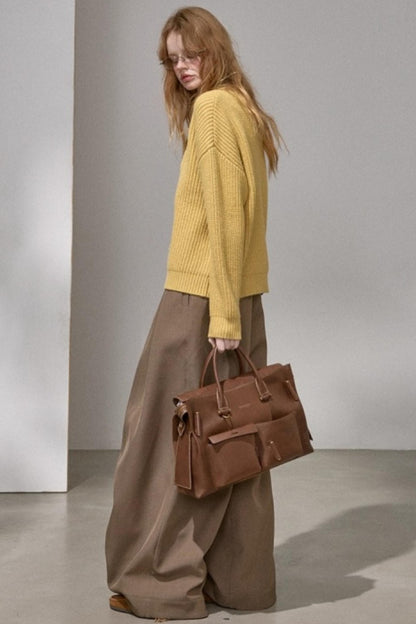 Ribbon Embroidery Crew Neck Sweater