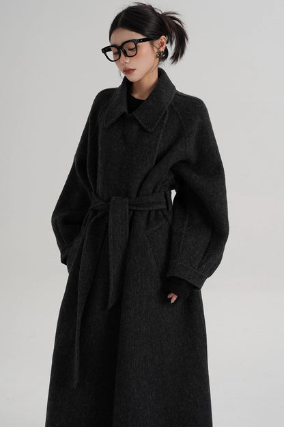 Temperament Back Slit Wool Coat