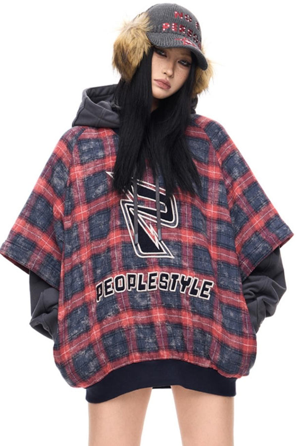 체크 플리스 탈부착 셔츠 