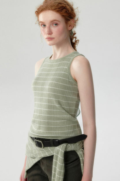 Set top cardigan in lana color muschio chiaro