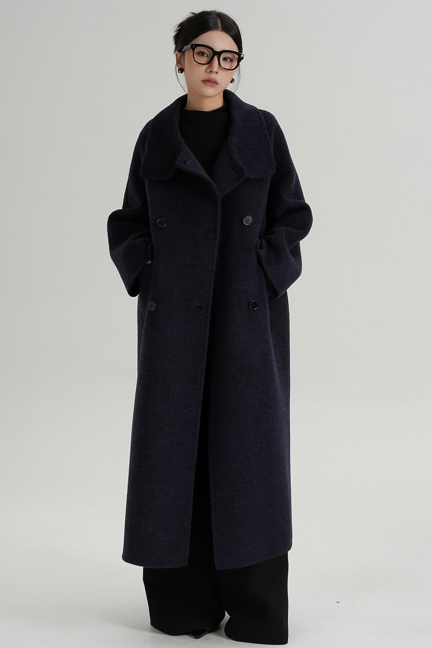 Minimalist Long Reversible Wool Coat