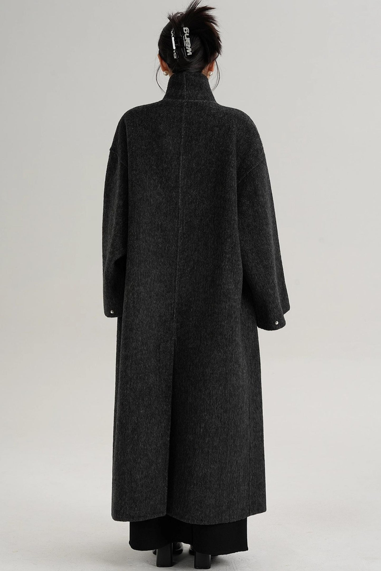 Stand-Up Collar Elongated Wool Coat