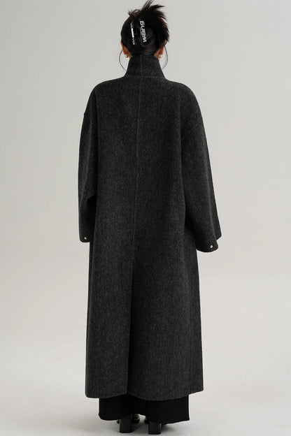 Stand-Up Collar Elongated Wool Coat