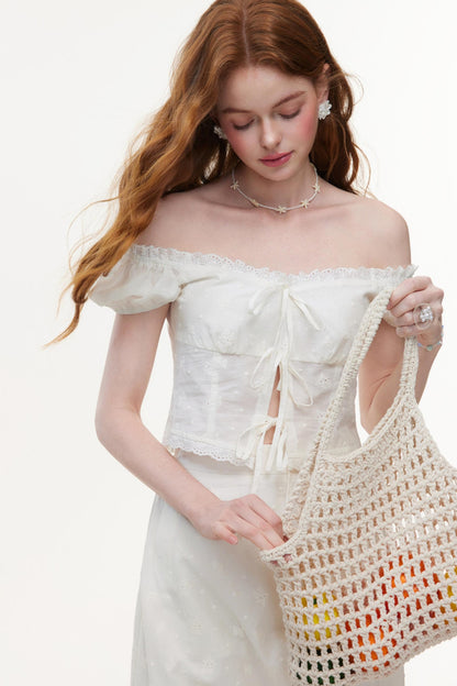 Skeleton Embroidered Two-Piece Skirt Set-Up