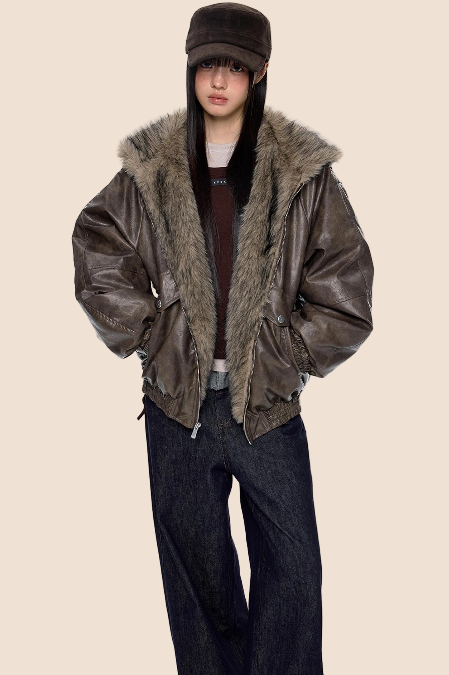 Vintage Fur Hooded Jacket