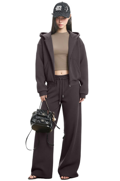 Black Hooded Sweatshirt Jacket Set-Up
