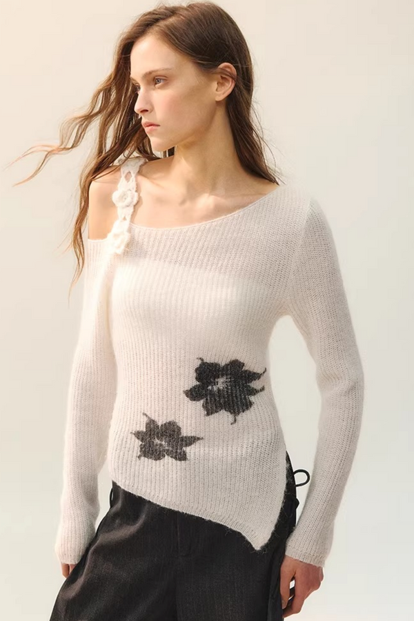 Weaving Rhyme Floral Knit Blouse