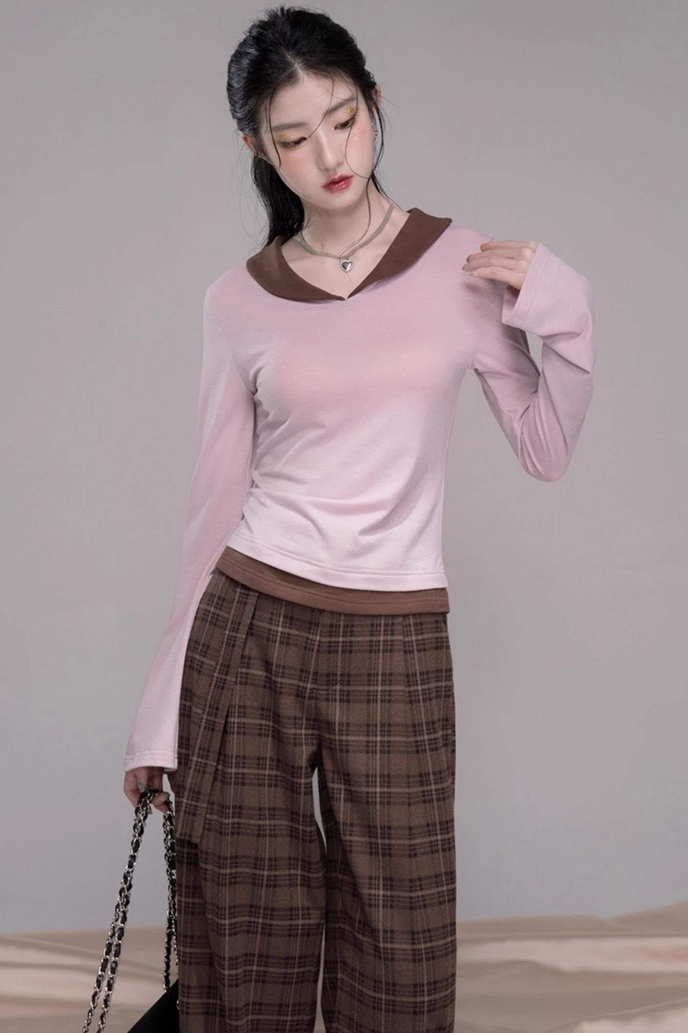 Vintage Check Wide-leg Pants