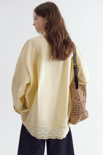Embroidered Lace Hem Shirt