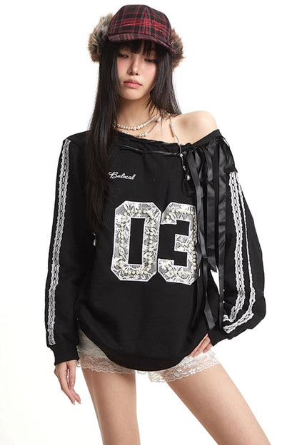 Slanted Shoulder Sweatshirt