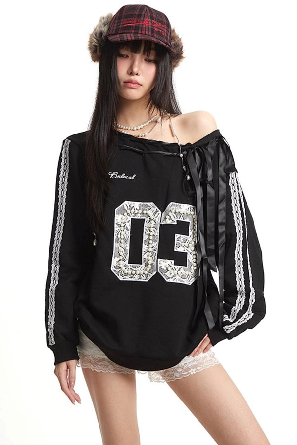 Slanted Shoulder Sweatshirt