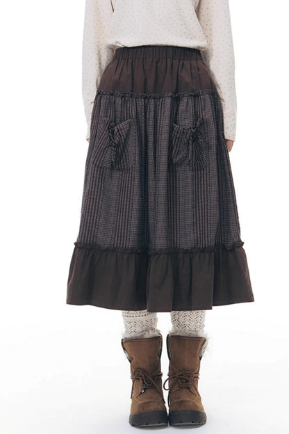 Patchwork Ruffled Umbrella Skirt