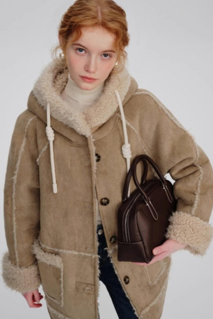 Hooded Suede Wool Jacket