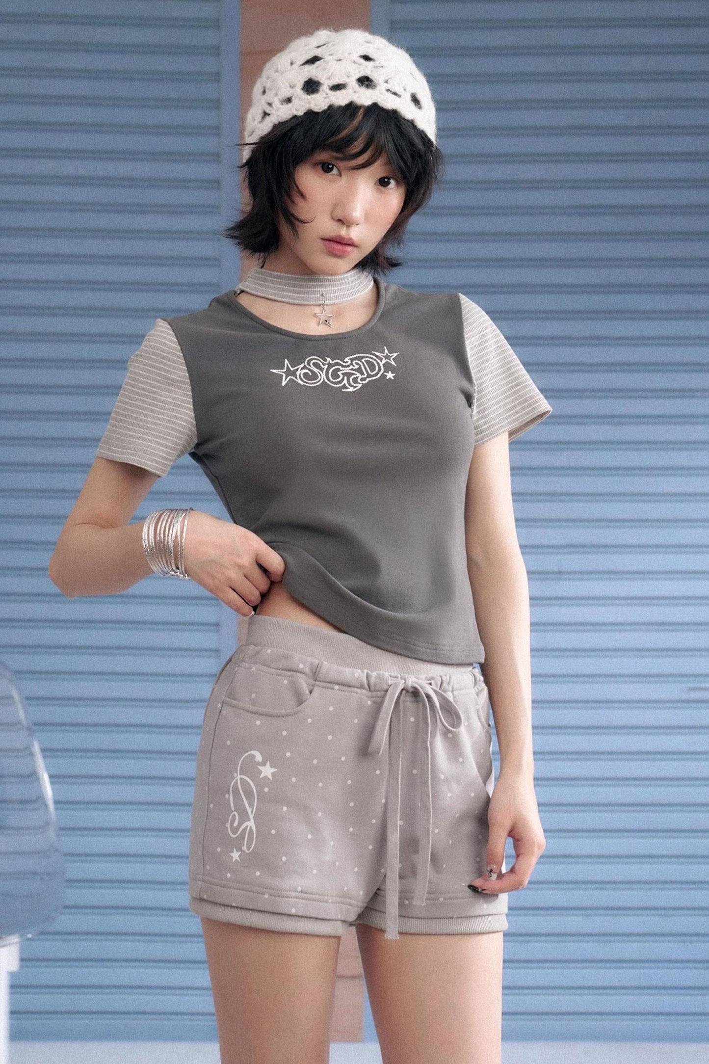 Detachable Polka Dot Peplum Shorts