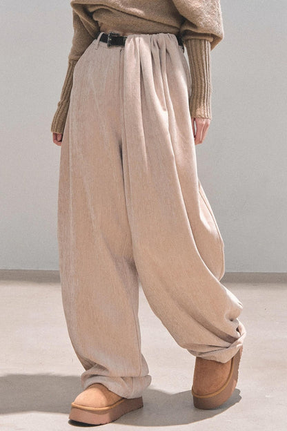 Fleece-Lined Wide-Leg Pants