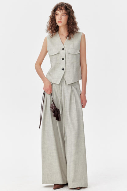 Luxe Pleated Wide-Leg Trouser Set-Up