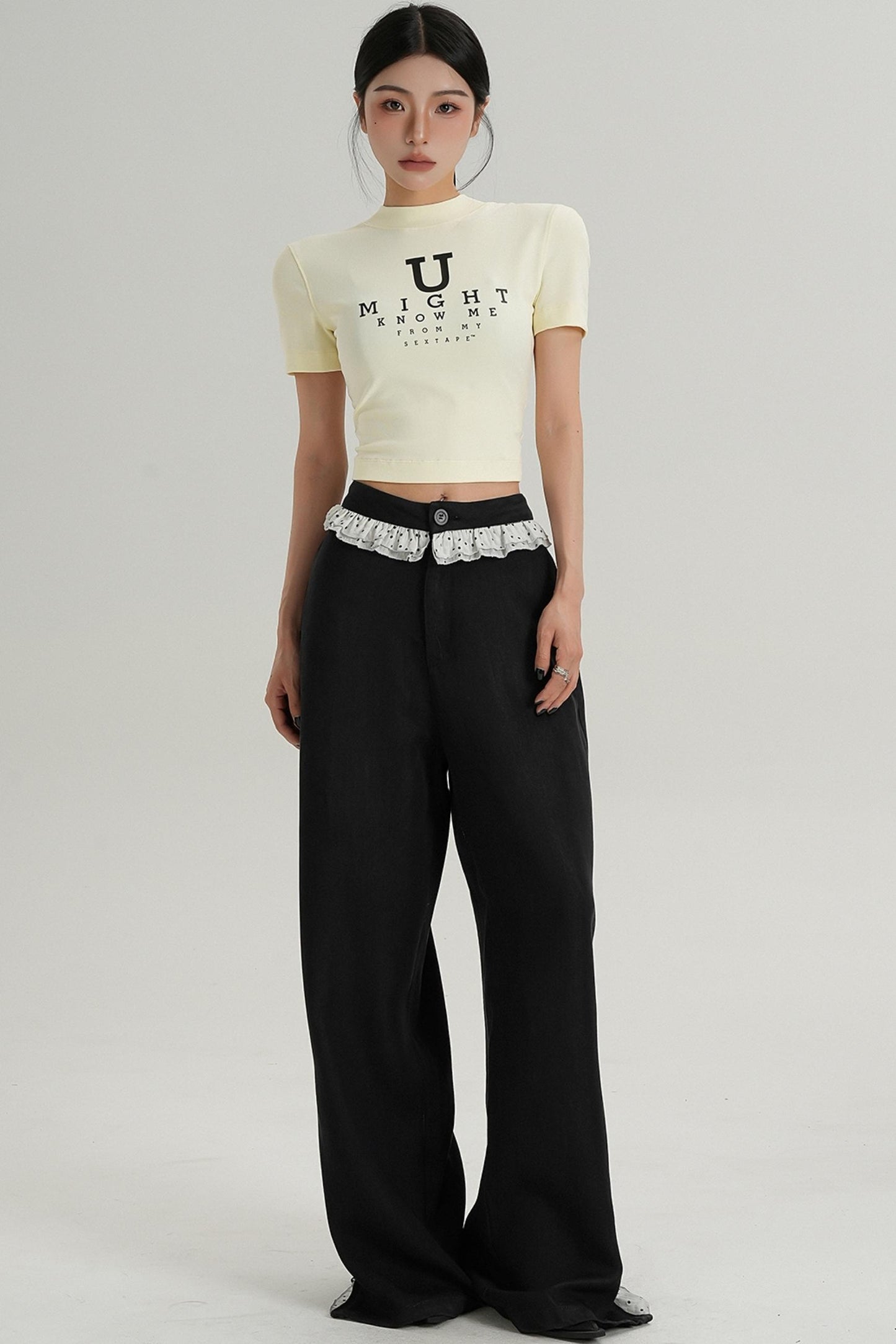 Designer Lace-Trimmed Pants