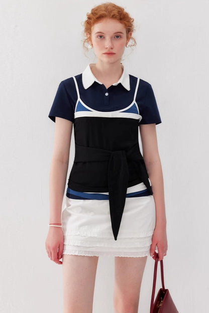 Color-Block Polo & Suspender Set-Up