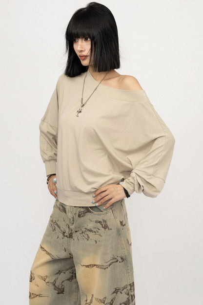Autumn Off-Shoulder Long T-Shirt