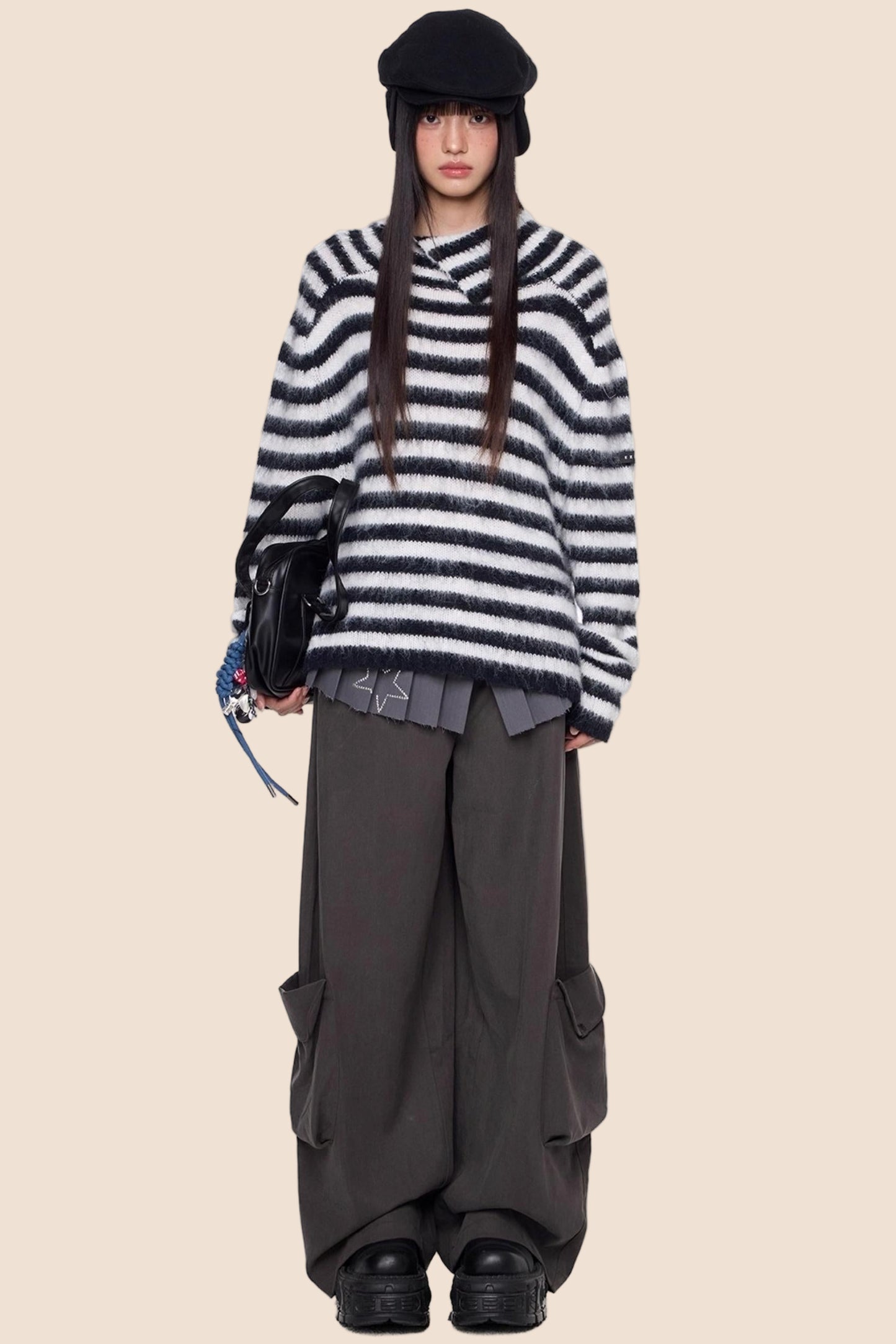 Irregular Lapel Knit Sweater