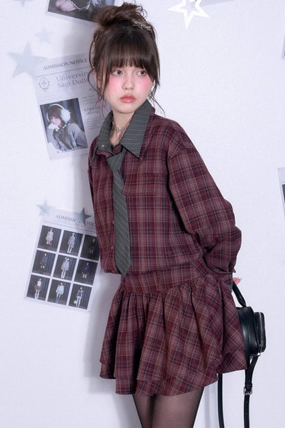 Versatile Red Plaid Spring Dress