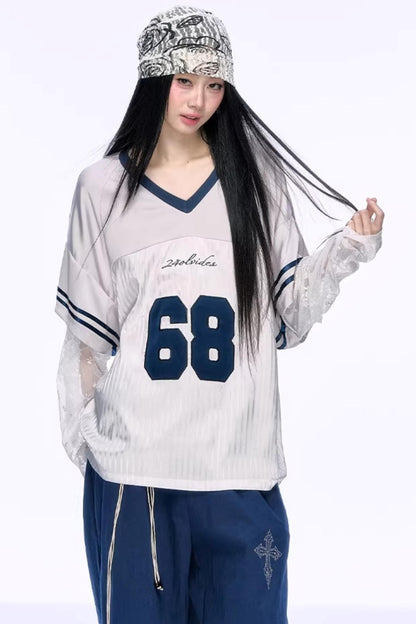 Heavy Embroidery Lace Jersey Top