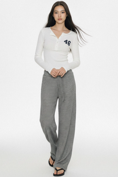 Gray Striped Knit Pants