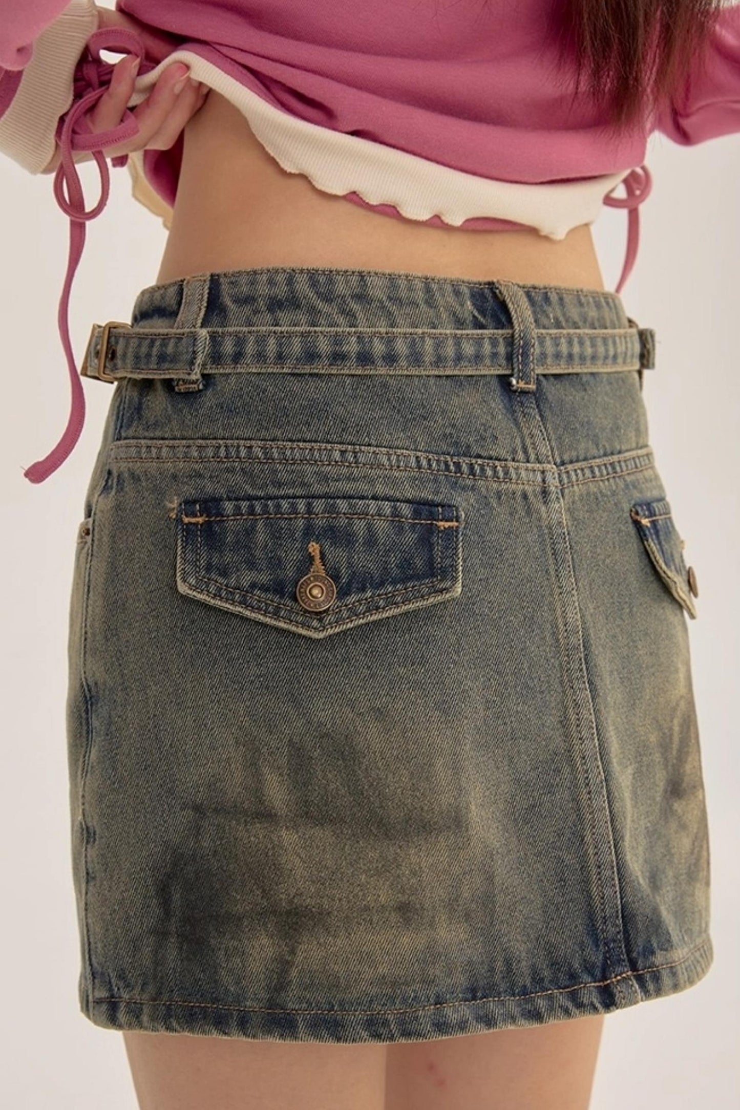 Distressed Denim Skirt