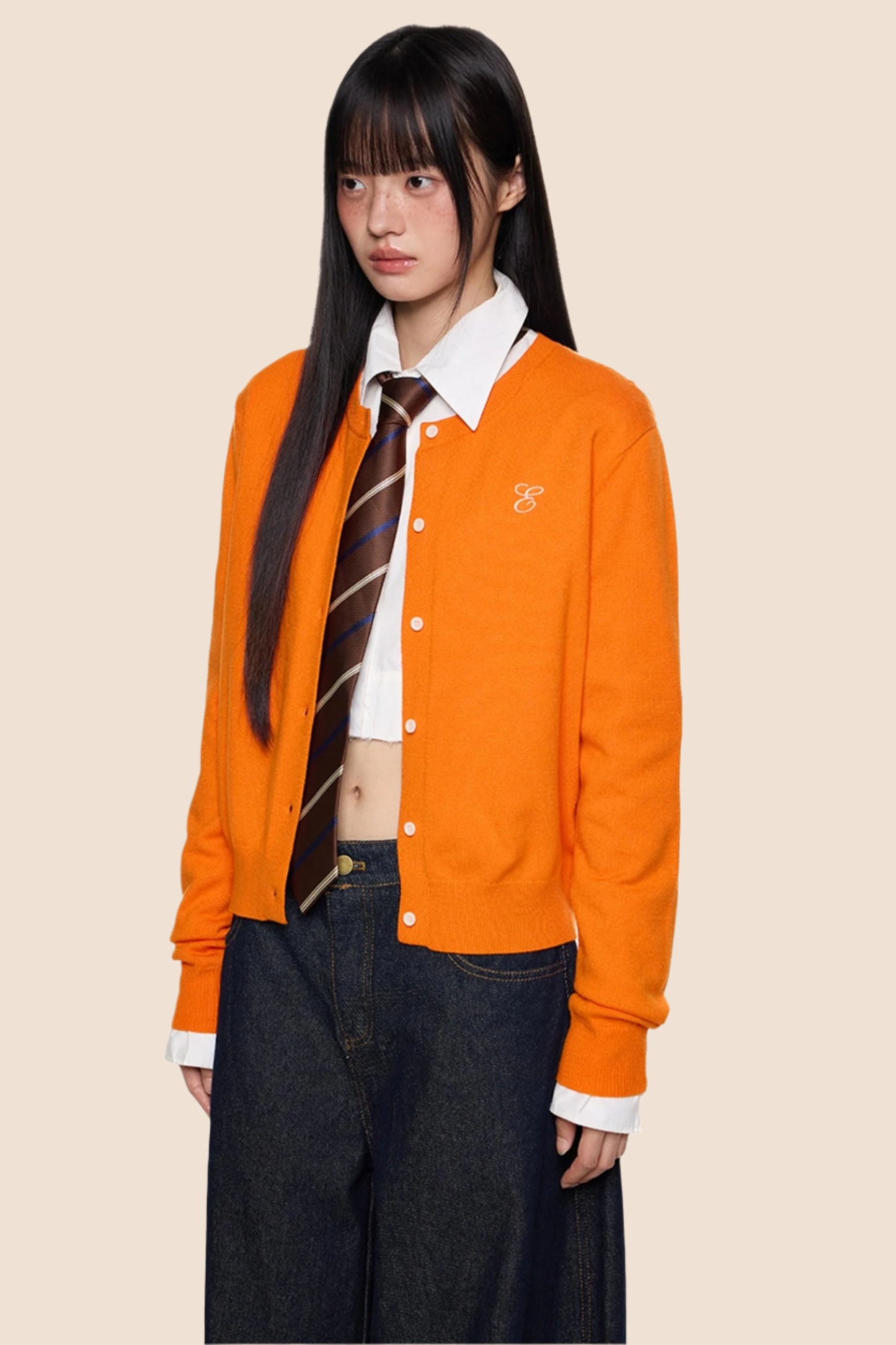 Embroidered Cropped Knit Sweater Cardigan