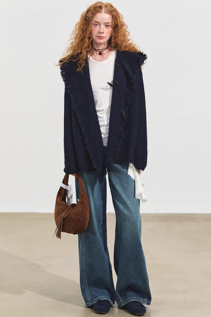 Three-Dimensional Split Wide-Leg Jeans